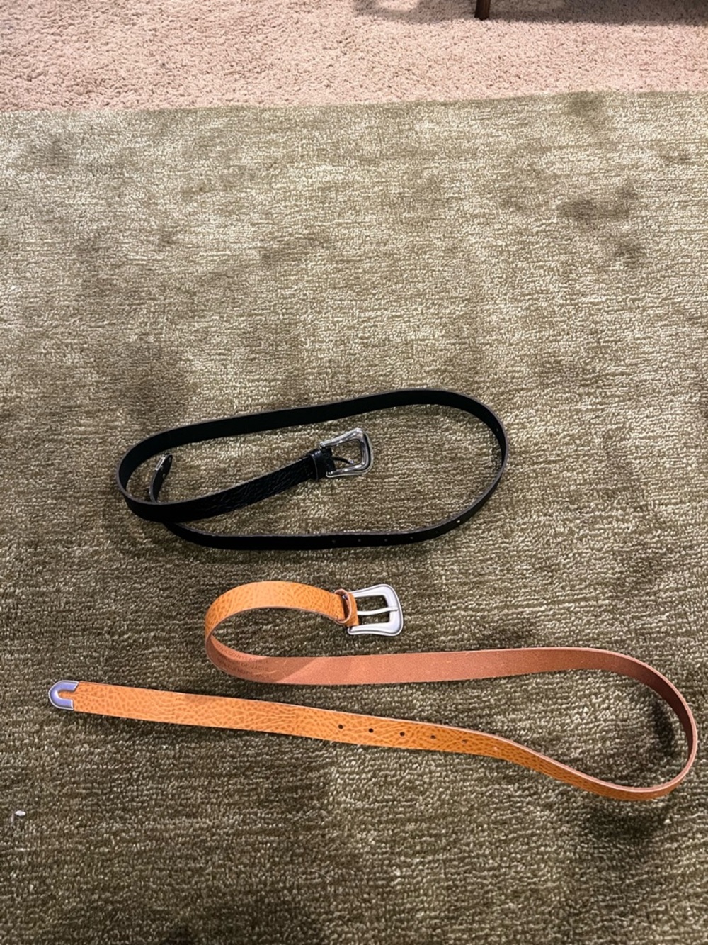 Urban Outfitters Black and Tan Leather Belts Set